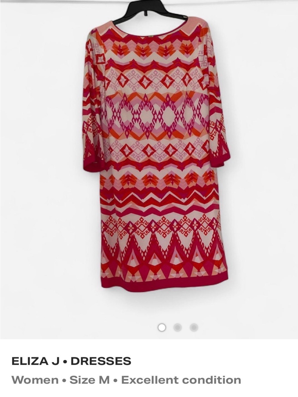 Eliza J Pink and Red Geometric Midi Shift Dress